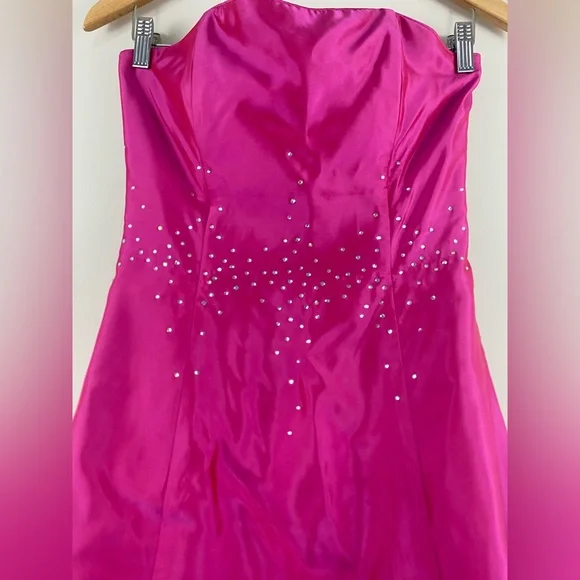 Vintage Jessica McClintock Strapless Maxi Gown Dress Y2K Prom Bling Rhinestone - Picture 4 of 9